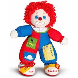 Vintage 1983 AmToy Learn To Dress Clown Doll Snap Zip Tie Buckle 16"